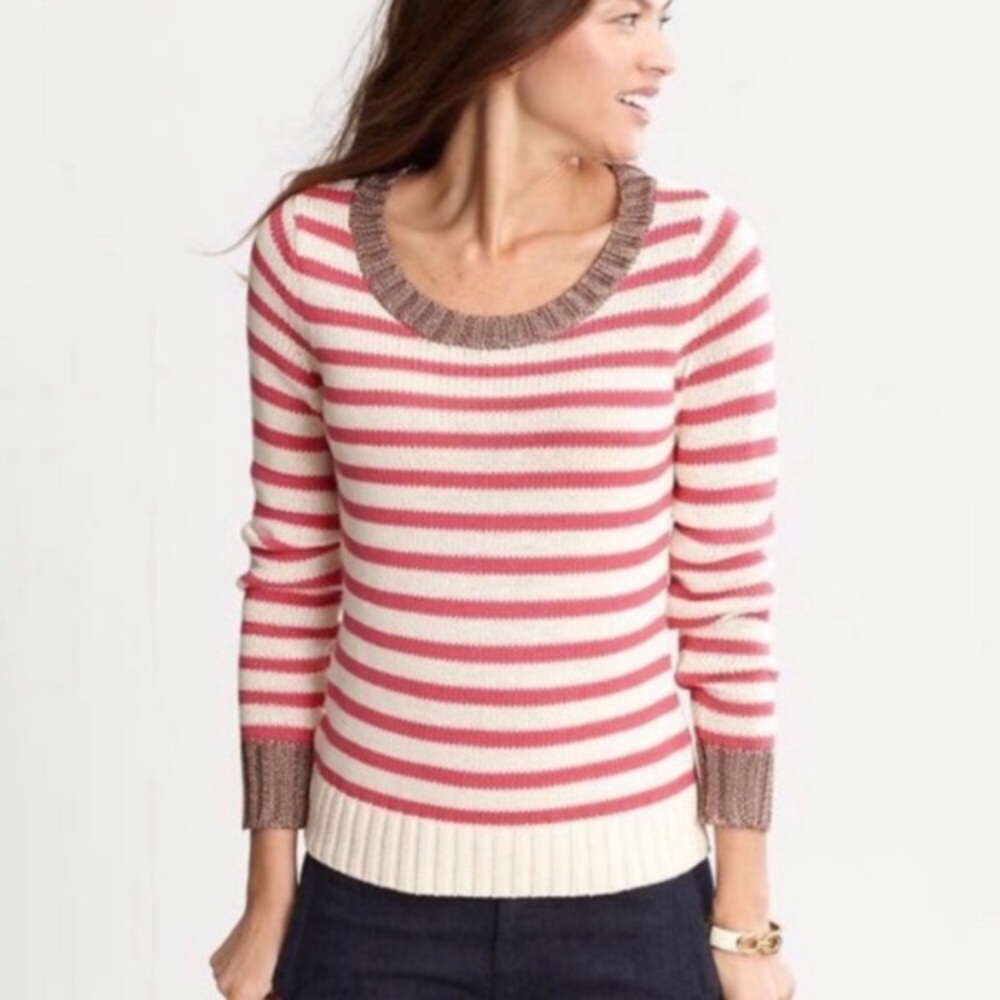 Banana Republic metallic striped crew neck sweater